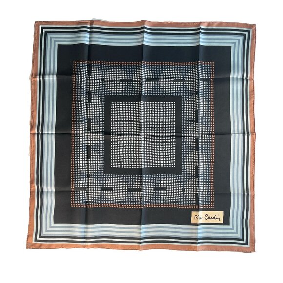 Vintage Pierre Cardin Silk Scarf – Geometric Dot & Stripe Design - Picture 1 of 13